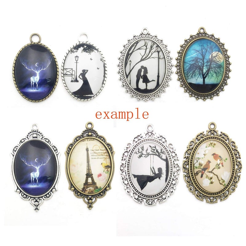 Youdiyla 10 Pendant Trays, 30x40mm, Blank Oval Cabochons Base Setting Bezel Frame Metal Cameo for Photo Pendant Jewelry Making (Antique Bronze-HM277) - Image 3